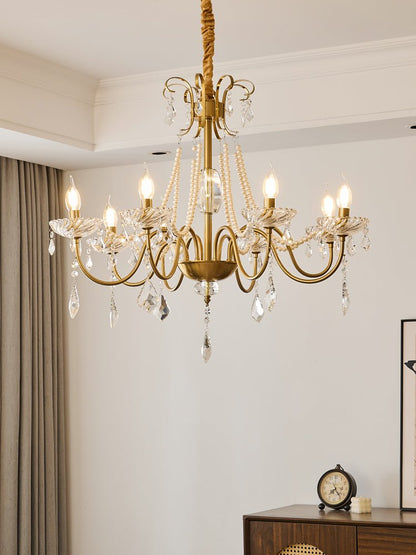 Arcadia Crysta Chandelier | Gold Metal & Clear Glass | 6 or 8 Lights