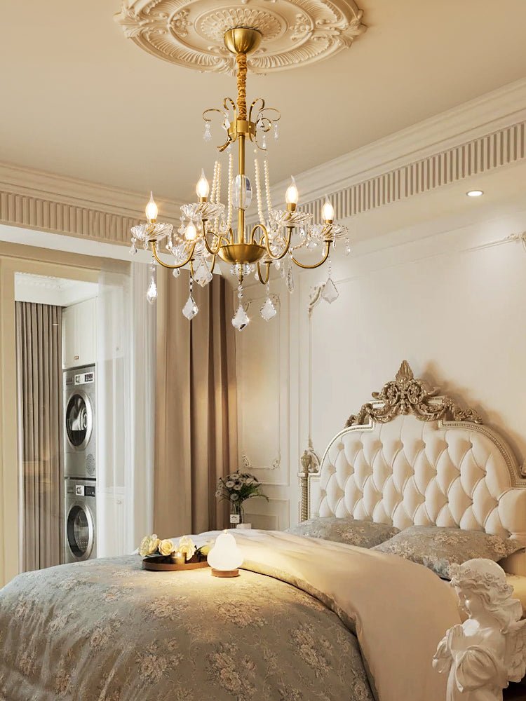 Arcadia Crysta Chandelier | Gold Metal & Clear Glass | 6 or 8 Lights