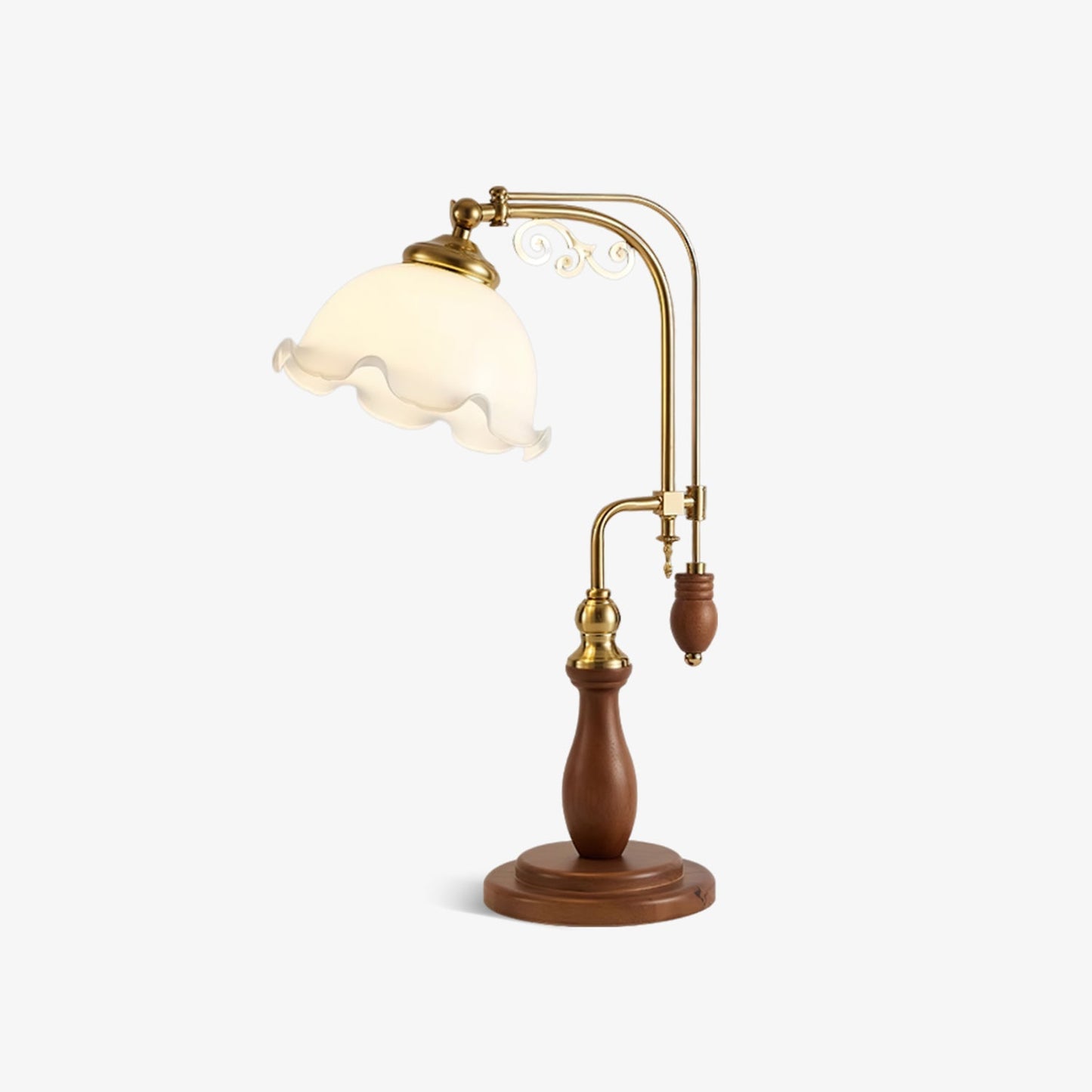 Arch Curves Table Lamp | Brass & Wood | Gold & Walnut