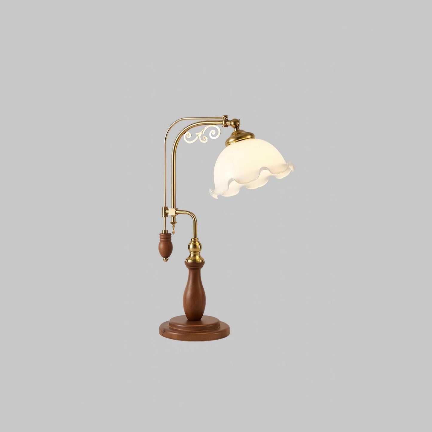 Arch Curves Table Lamp | Brass & Wood | Gold & Walnut