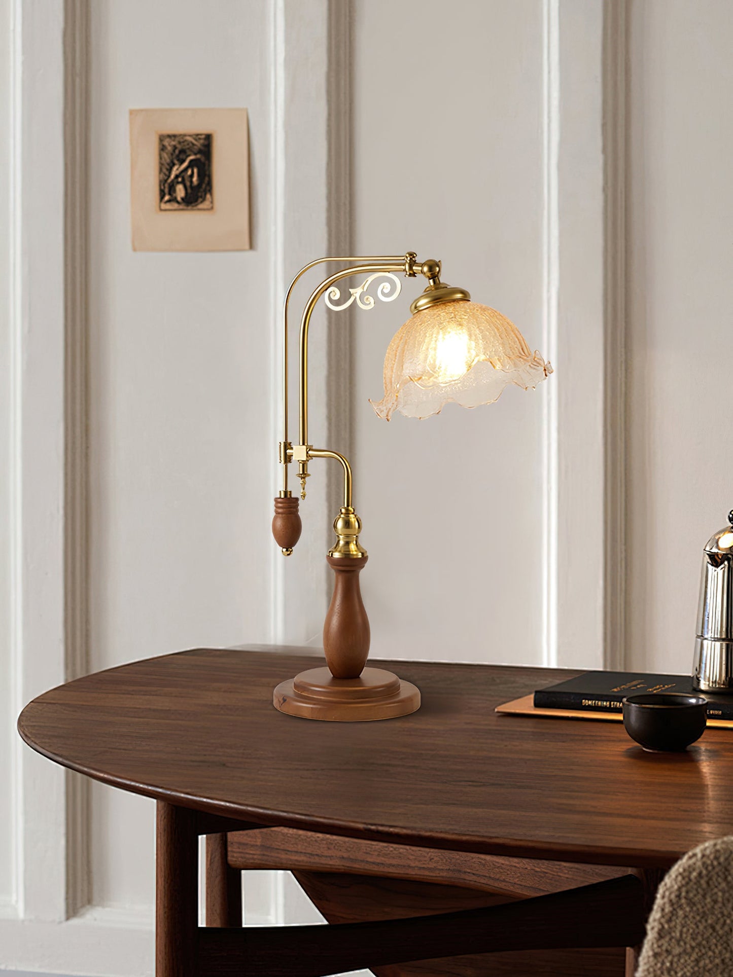 Arch Curves Table Lamp | Brass & Wood | Gold & Walnut