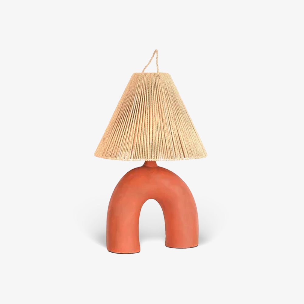 Arched Table Lamp | Braided Rope & Ceramics | White, Terra Cotta, Skin