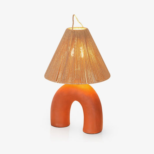 Arched Table Lamp | Braided Rope & Ceramics | White, Terra Cotta, Skin