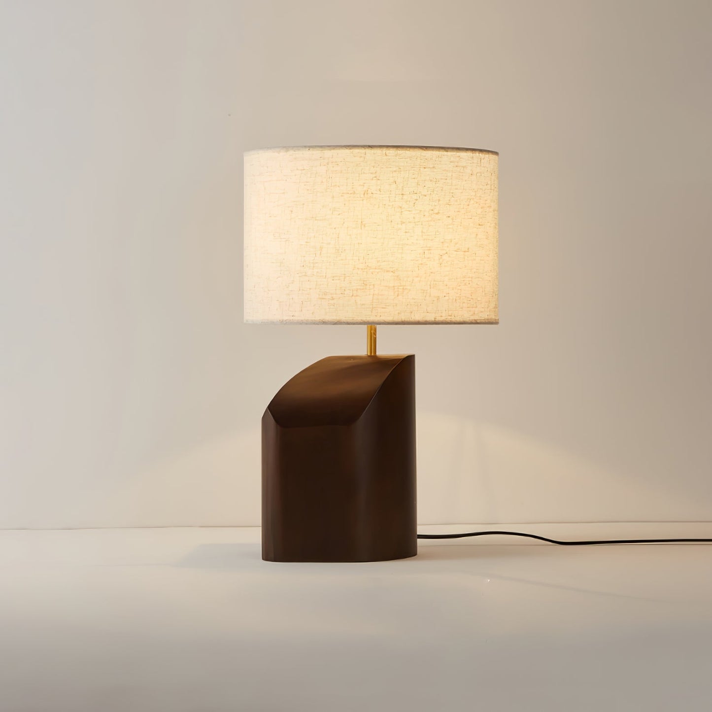 Arden Curve Table Lamp | Wood, Fabric, Metal | Bronze, Beige