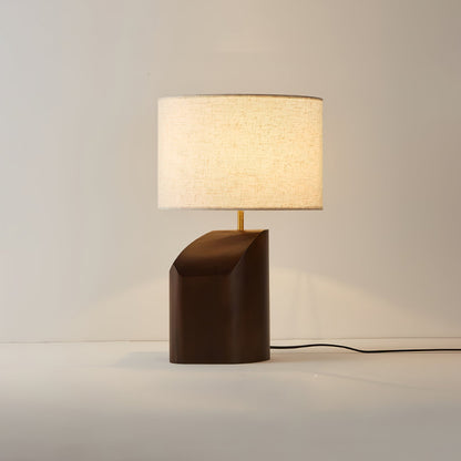 Arden Curve Table Lamp | Wood, Fabric, Metal | Bronze, Beige