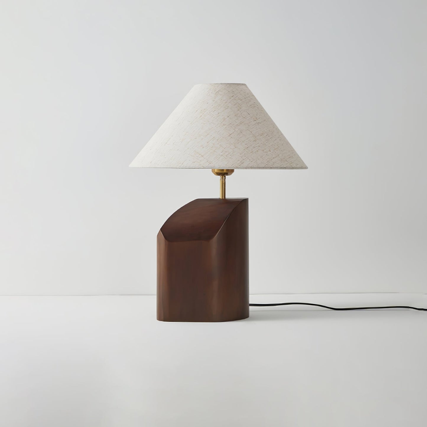 Arden Curve Table Lamp | Wood, Fabric, Metal | Bronze, Beige
