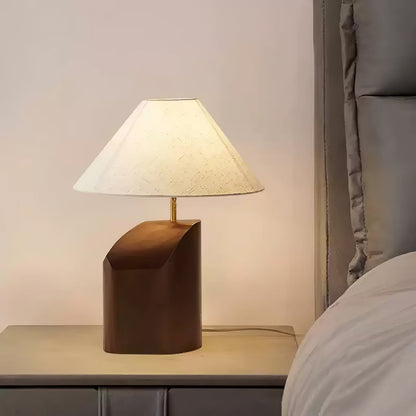 Arden Curve Table Lamp | Wood, Fabric, Metal | Bronze, Beige