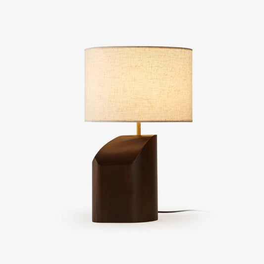 Arden Curve Table Lamp | Wood, Fabric, Metal | Bronze, Beige