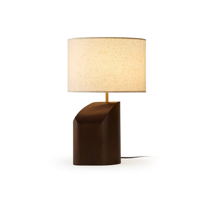 Arden Curve Table Lamp | Wood, Fabric, Metal | Bronze, Beige