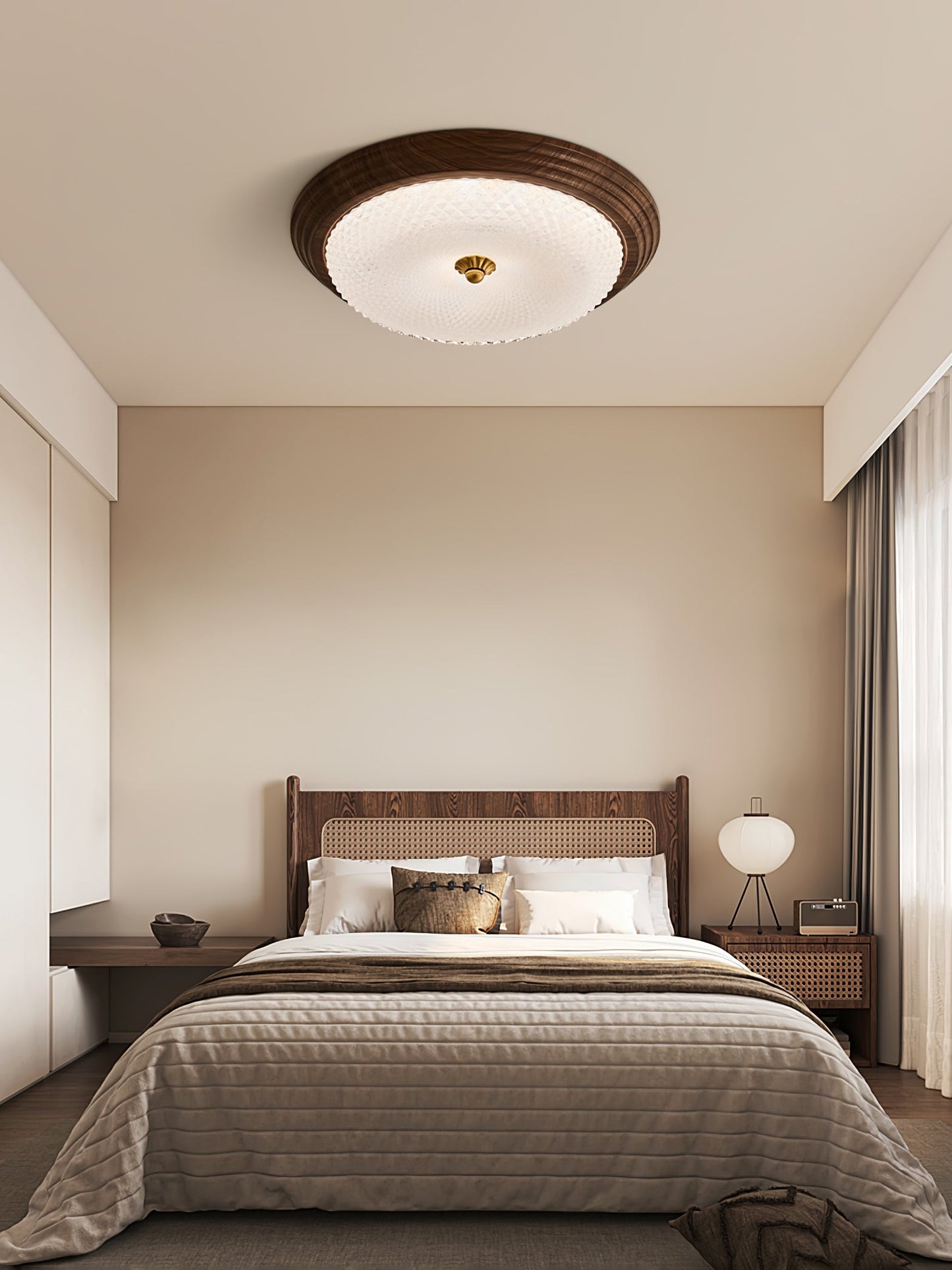 Arlington Ceiling Lamp | Metal & Glass | Walnut Wood, Gold