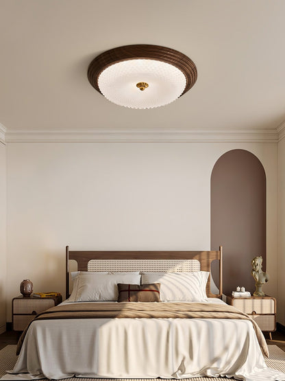 Arlington Ceiling Lamp | Metal & Glass | Walnut Wood, Gold