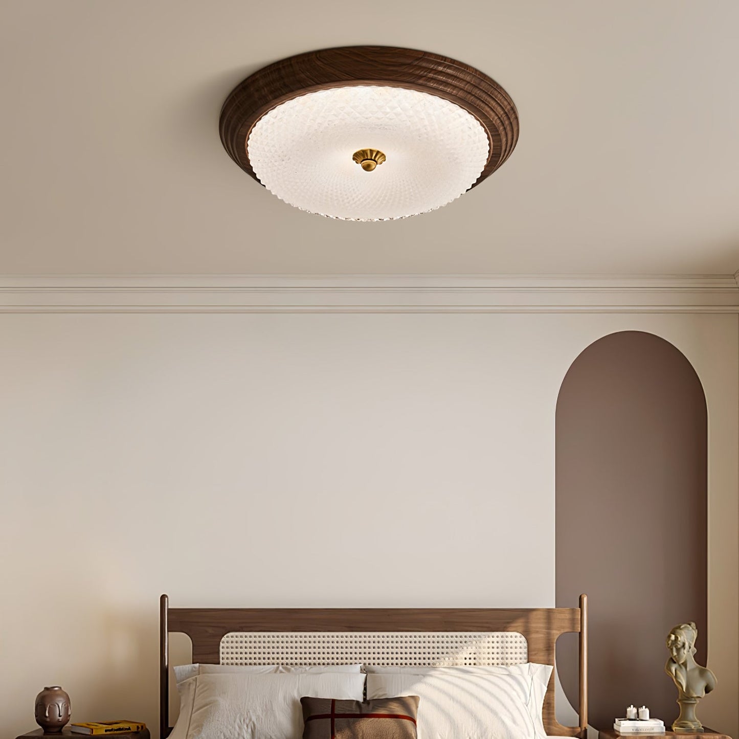 Arlington Ceiling Lamp | Metal & Glass | Walnut Wood, Gold
