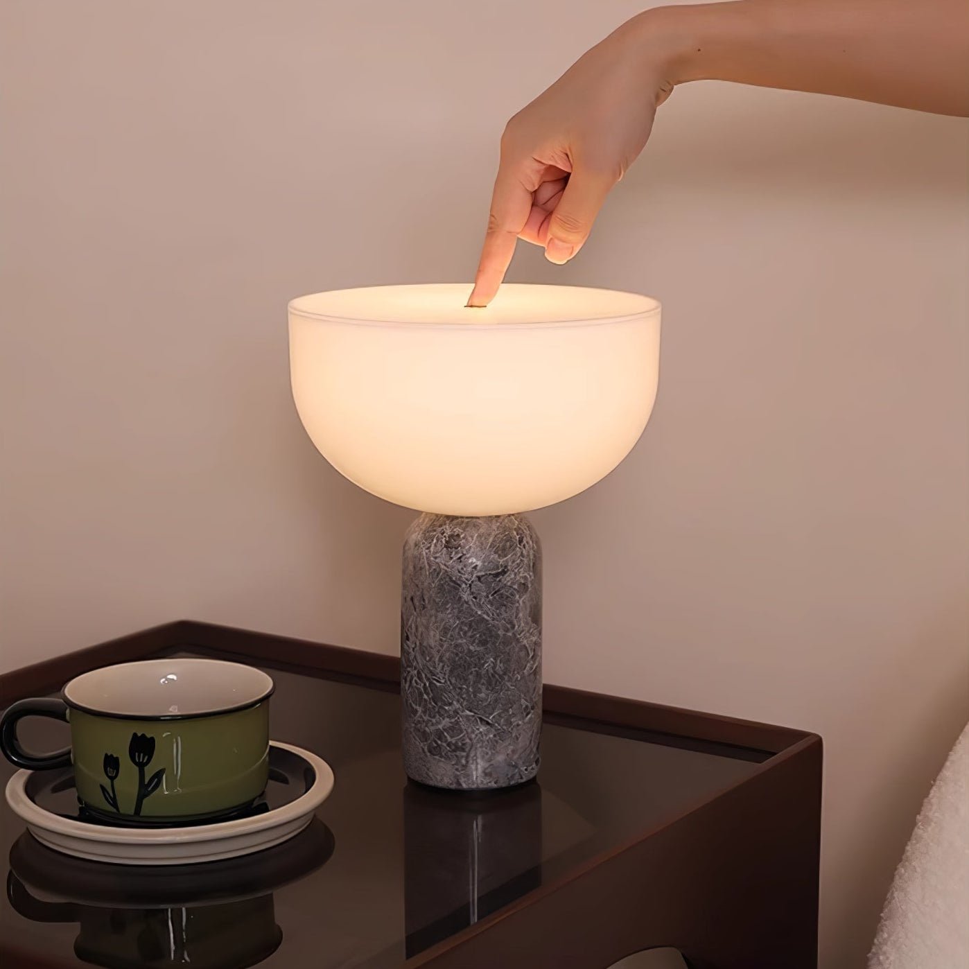 Arno Sphere Marble Table Lamp | Marble/Metal/Acrylic | White Shade