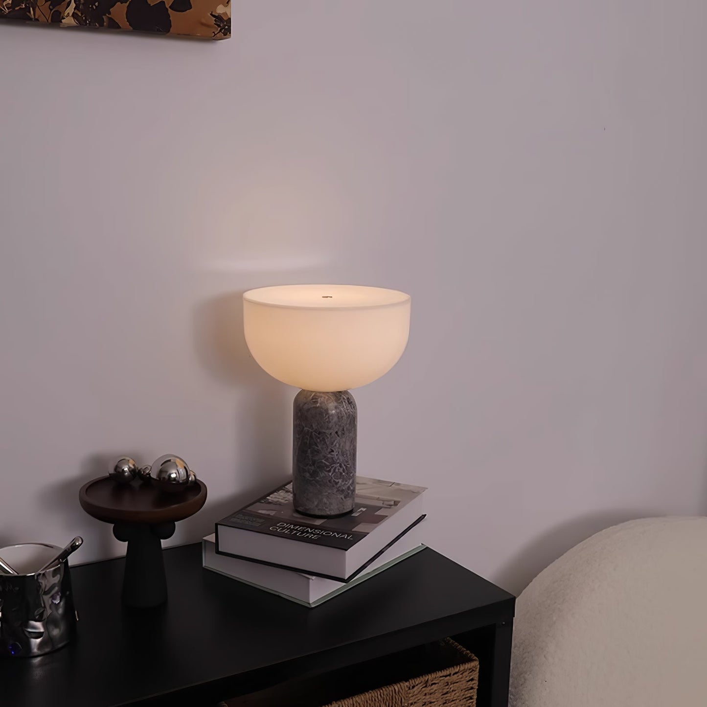 Arno Sphere Marble Table Lamp | Marble/Metal/Acrylic | White Shade