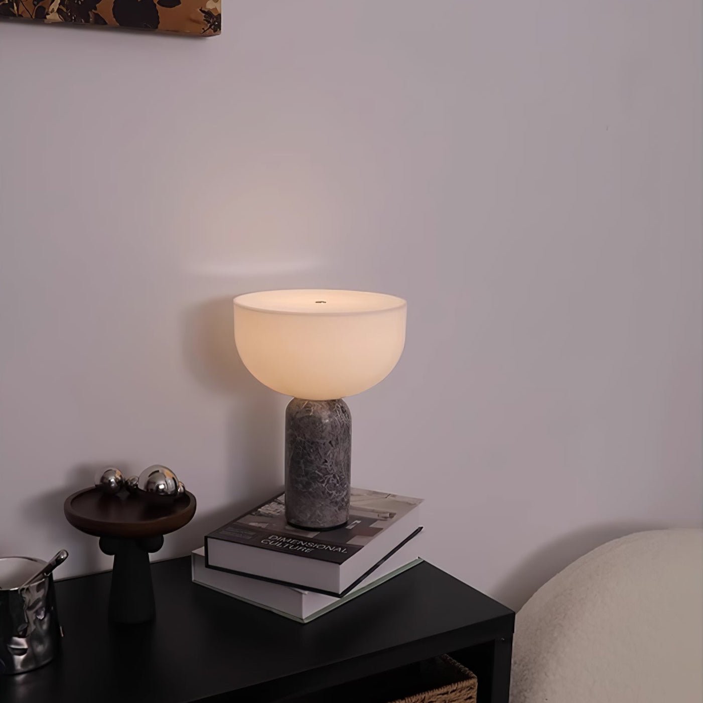 Arno Sphere Marble Table Lamp | Marble/Metal/Acrylic | White Shade