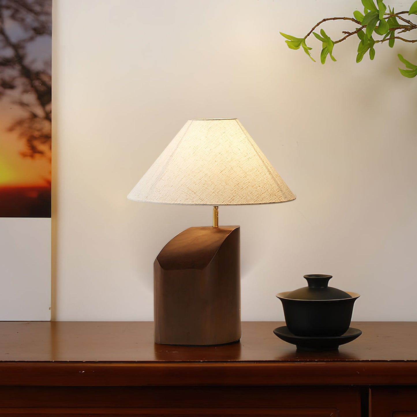 Arouca Table Lamp | Walnut Wood Base | White Shade