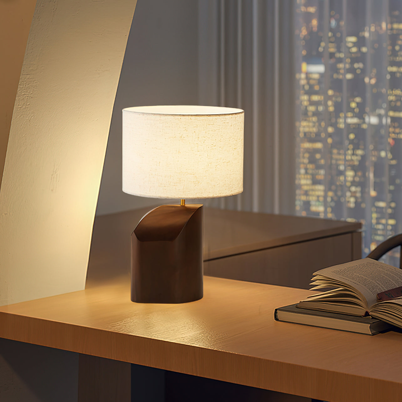 Arouca Table Lamp | Walnut Wood Base | White Shade
