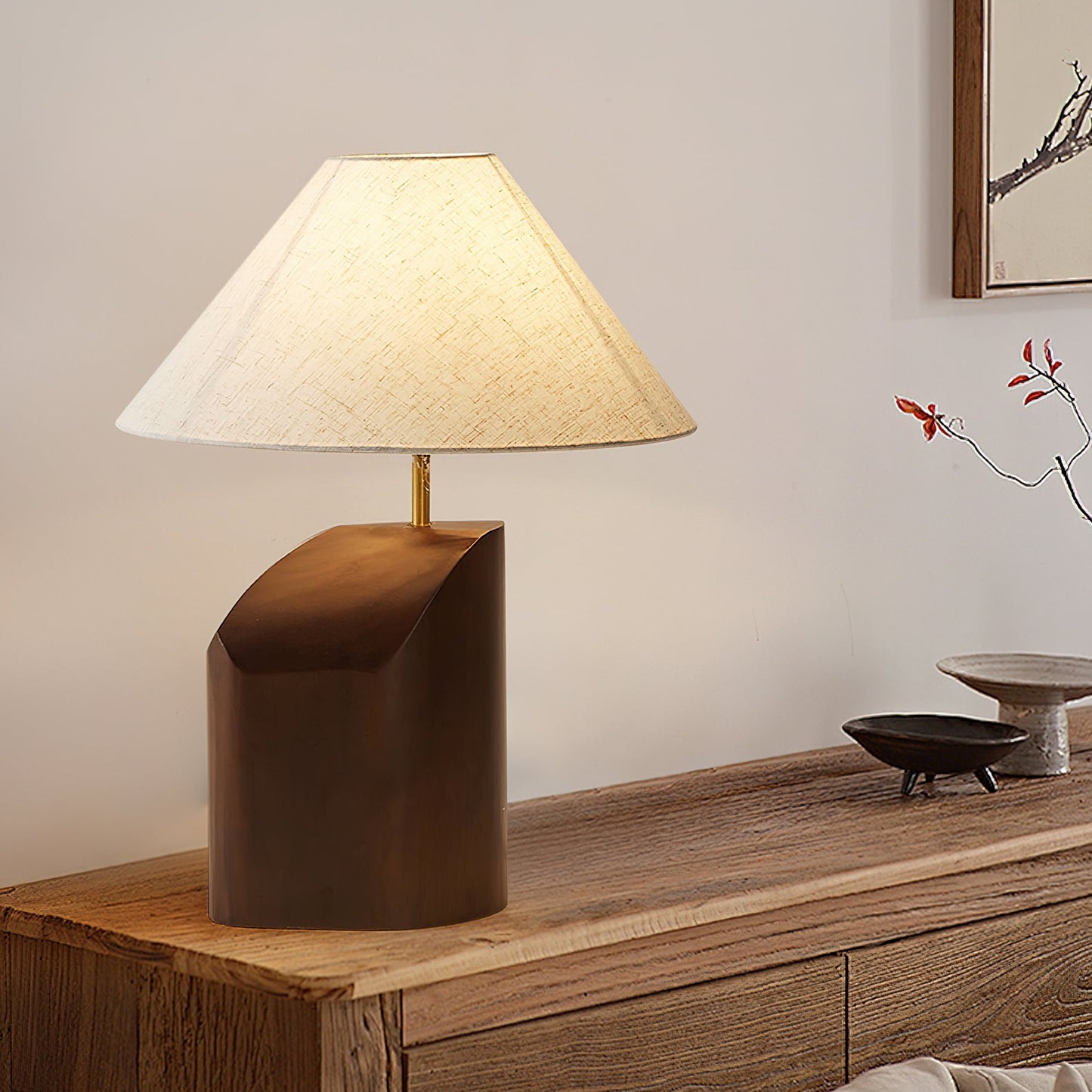 Arouca Table Lamp | Walnut Wood Base | White Shade