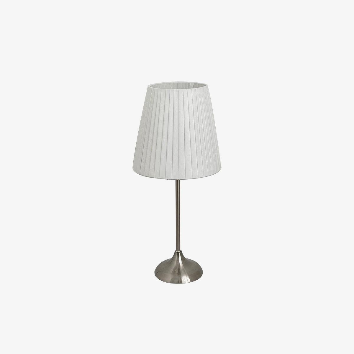 Arstid Table Lamp | Metal, Iron, Fabric | Chrome, White