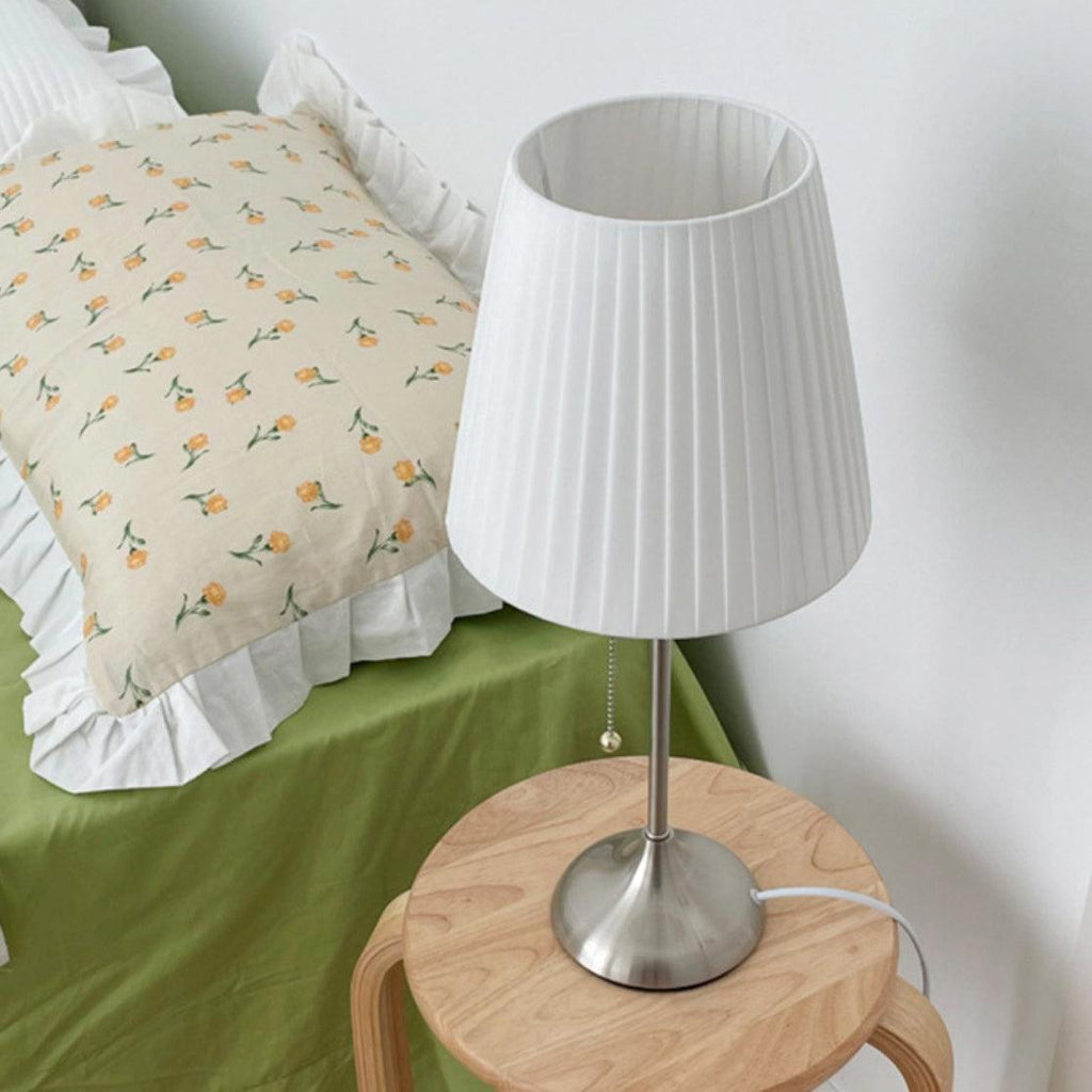Arstid Table Lamp | Metal, Iron, Fabric | Chrome, White