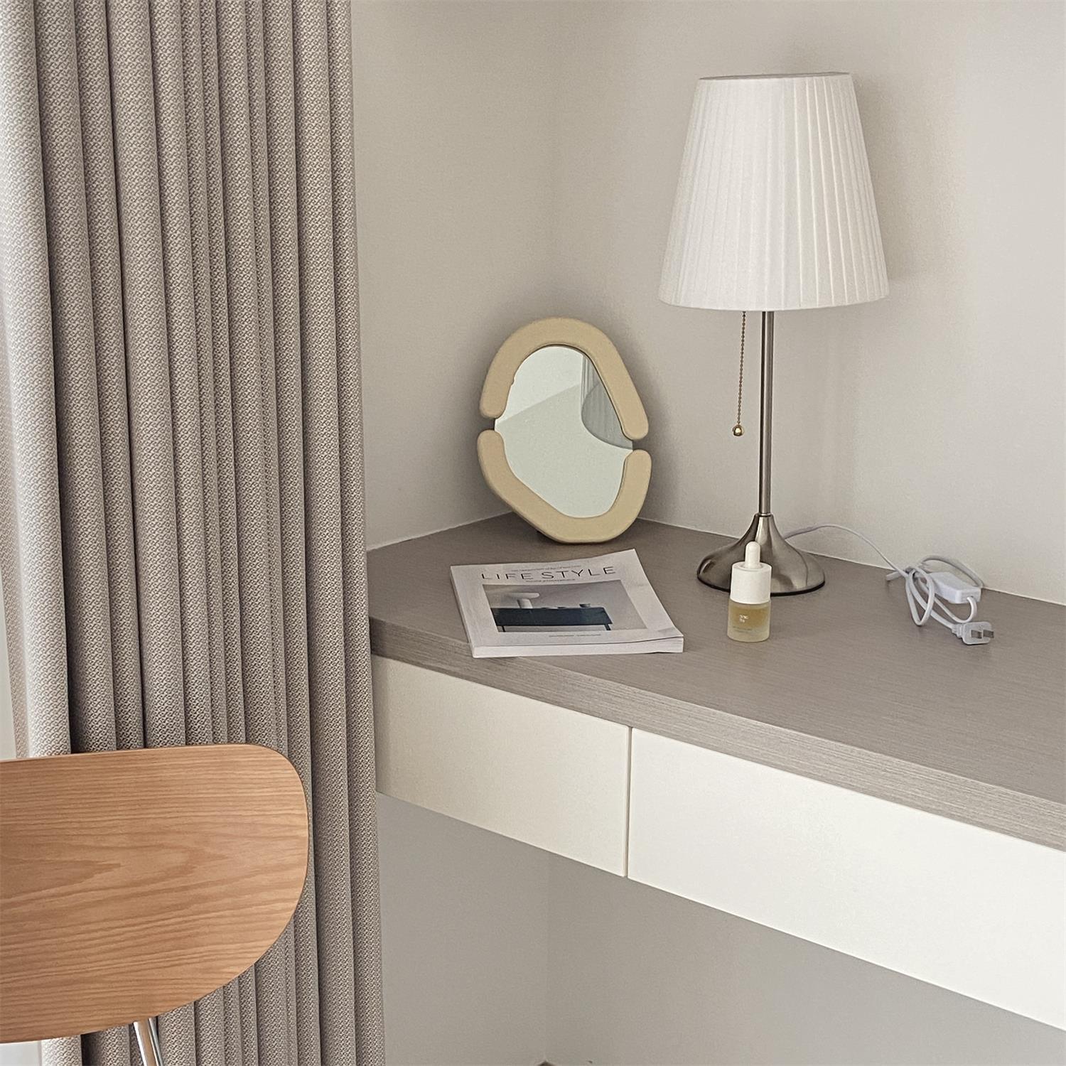 Arstid Table Lamp | Metal, Iron, Fabric | Chrome, White