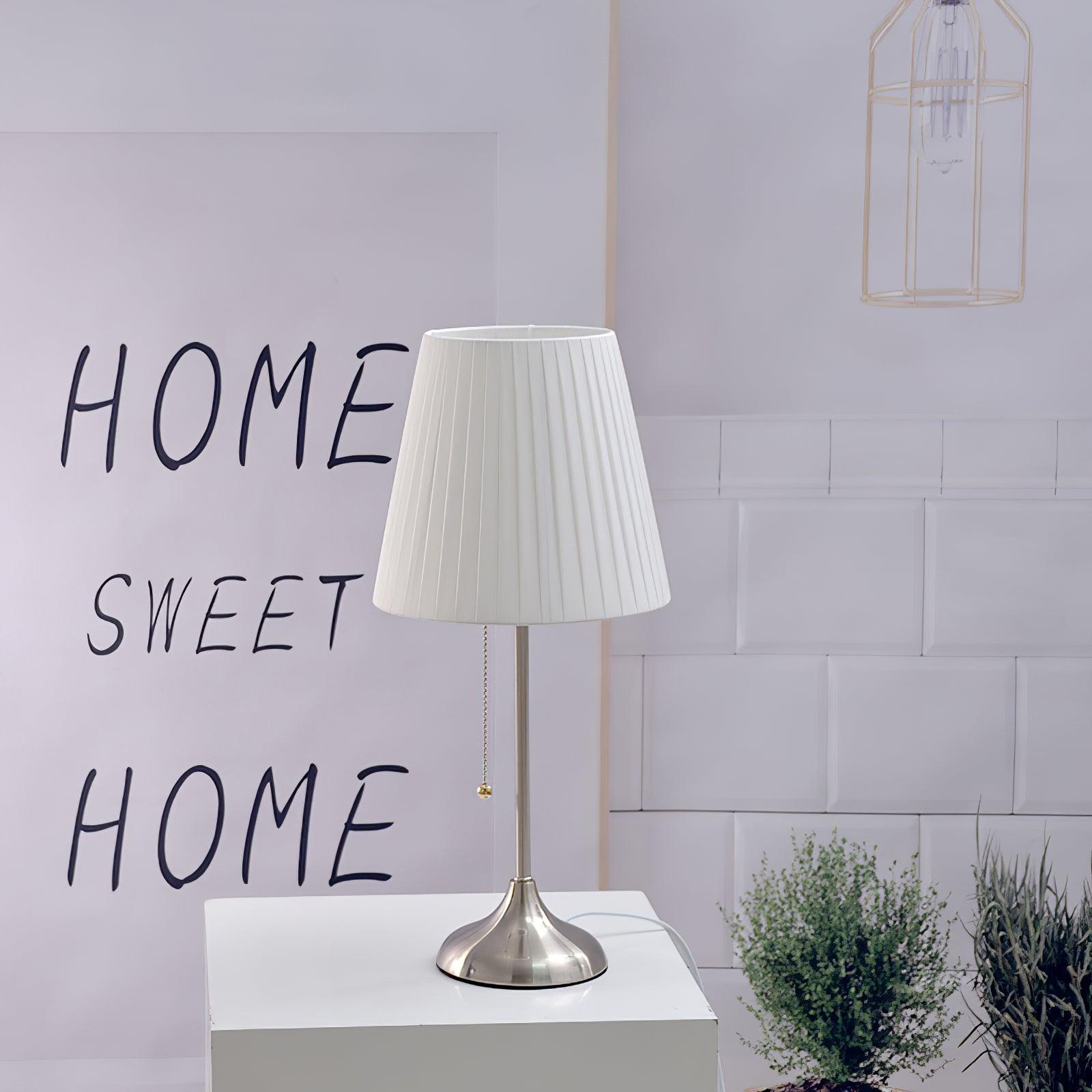 Arstid Table Lamp | Metal, Iron, Fabric | Chrome, White