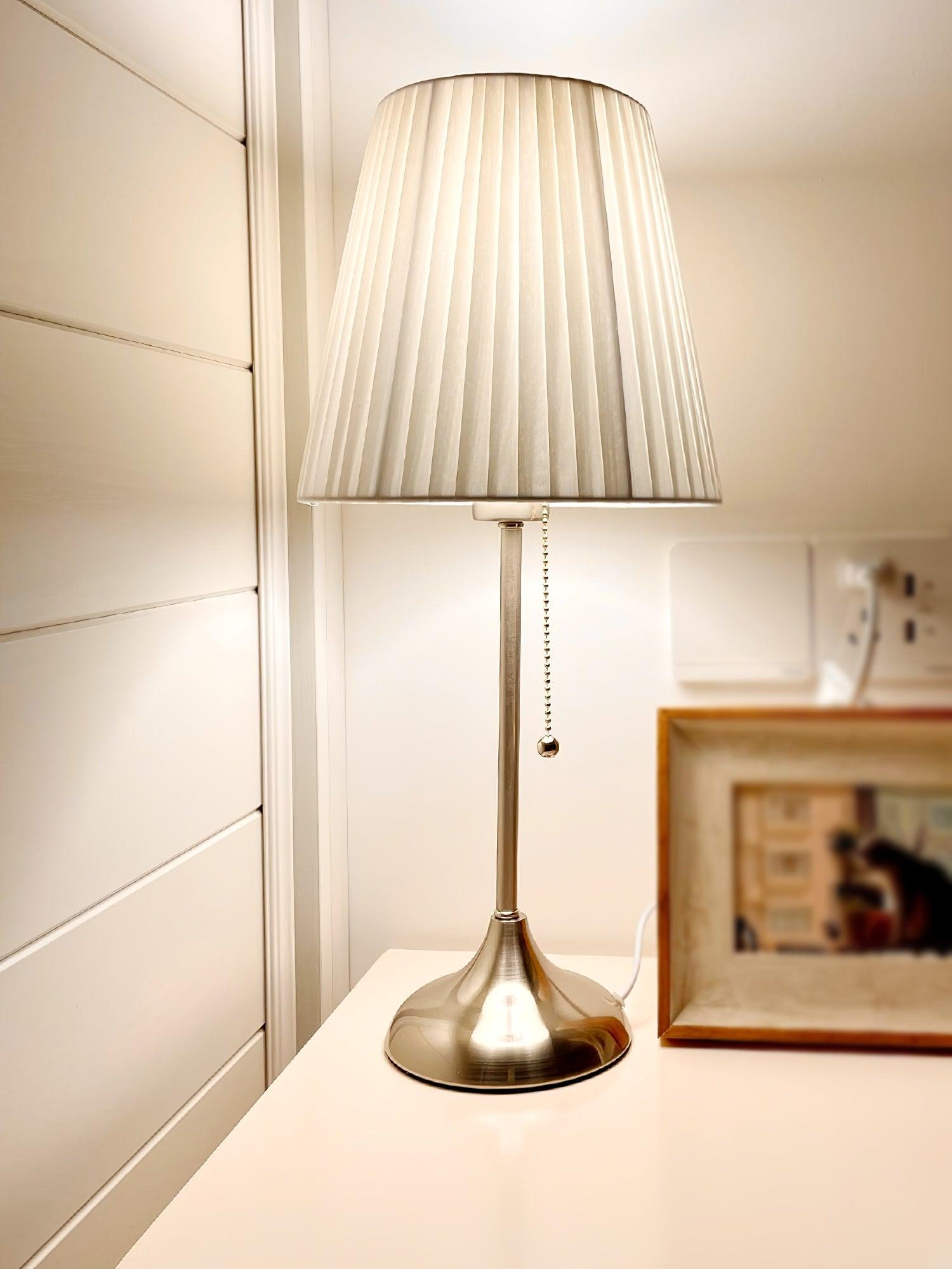 Arstid Table Lamp | Metal, Iron, Fabric | Chrome, White