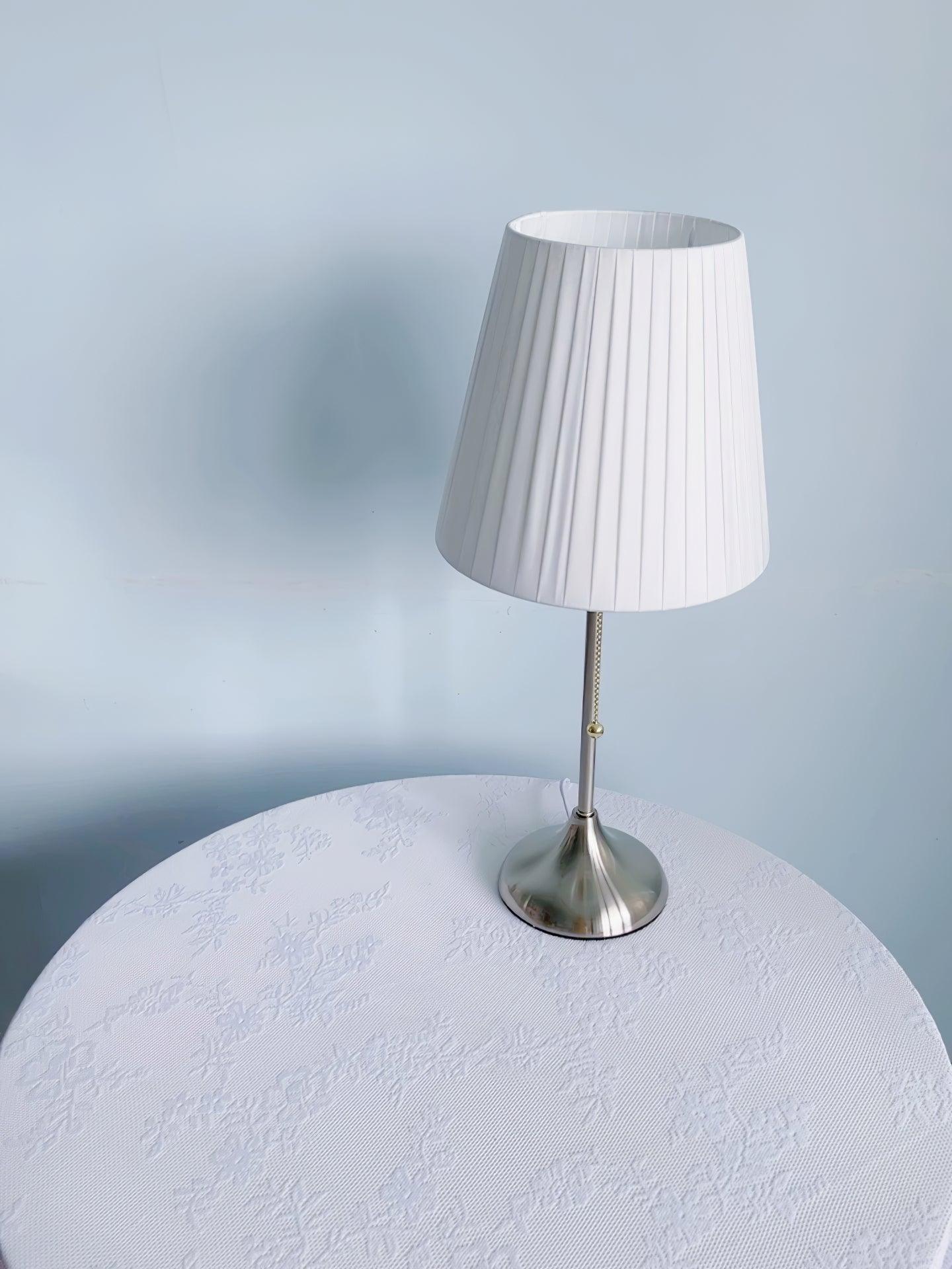 Arstid Table Lamp | Metal, Iron, Fabric | Chrome, White