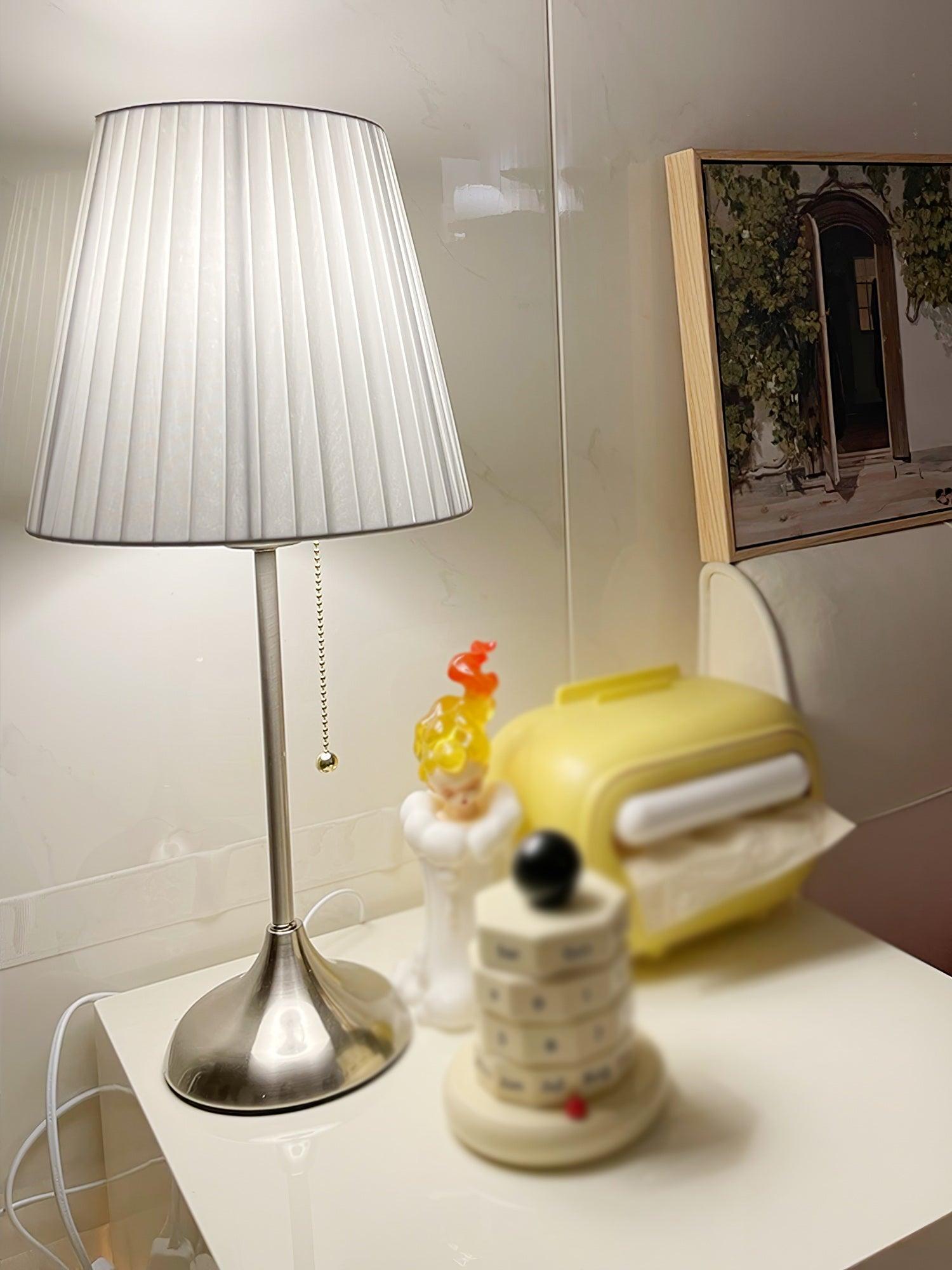 Arstid Table Lamp | Metal, Iron, Fabric | Chrome, White