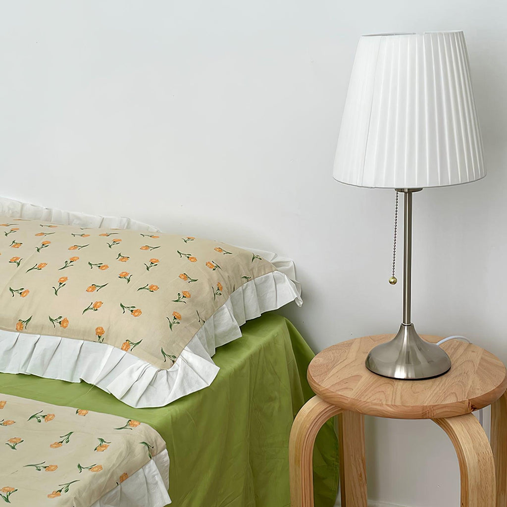 Arstid Table Lamp | Metal, Iron, Fabric | Chrome, White