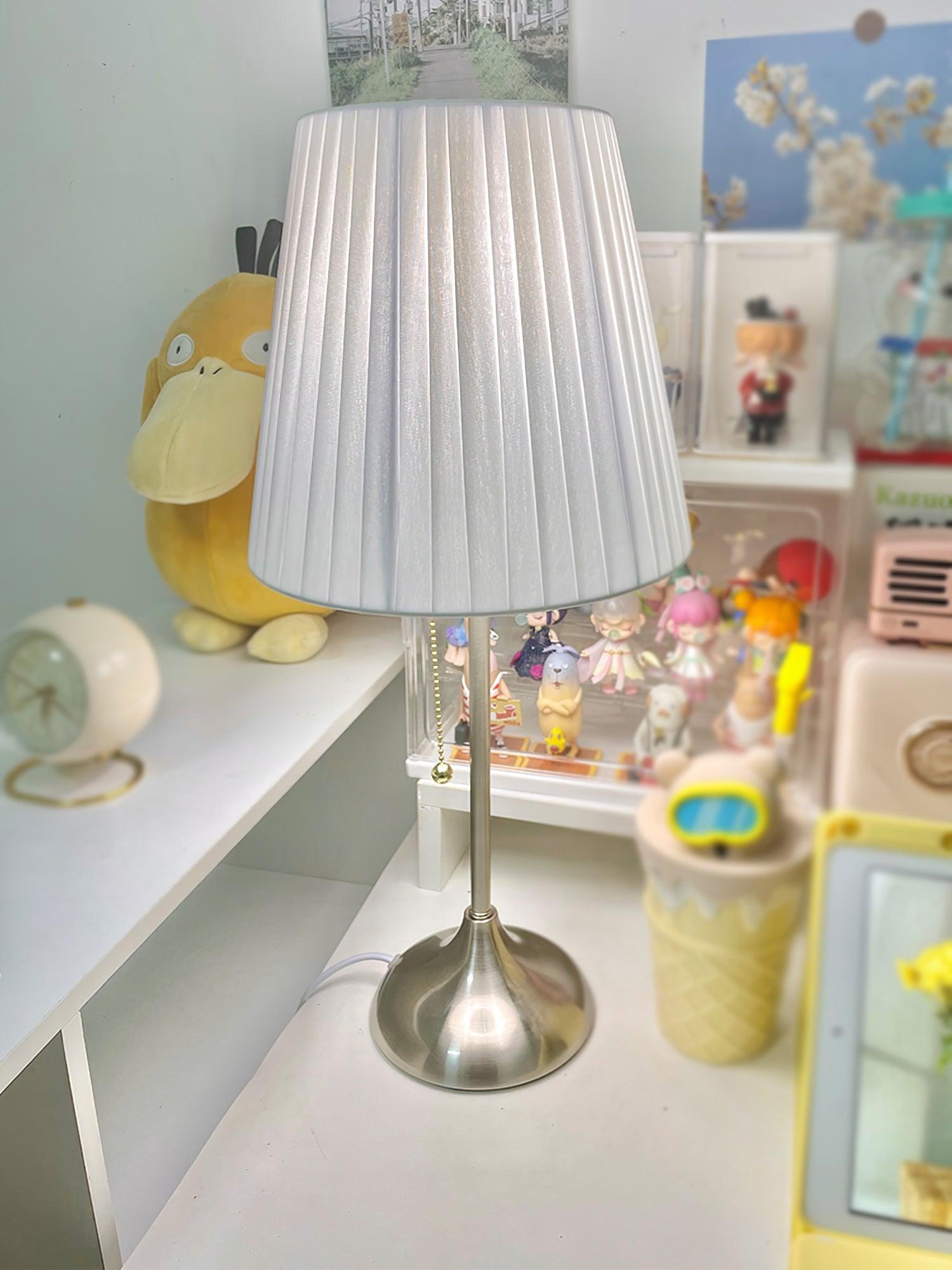 Arstid Table Lamp | Metal, Iron, Fabric | Chrome, White