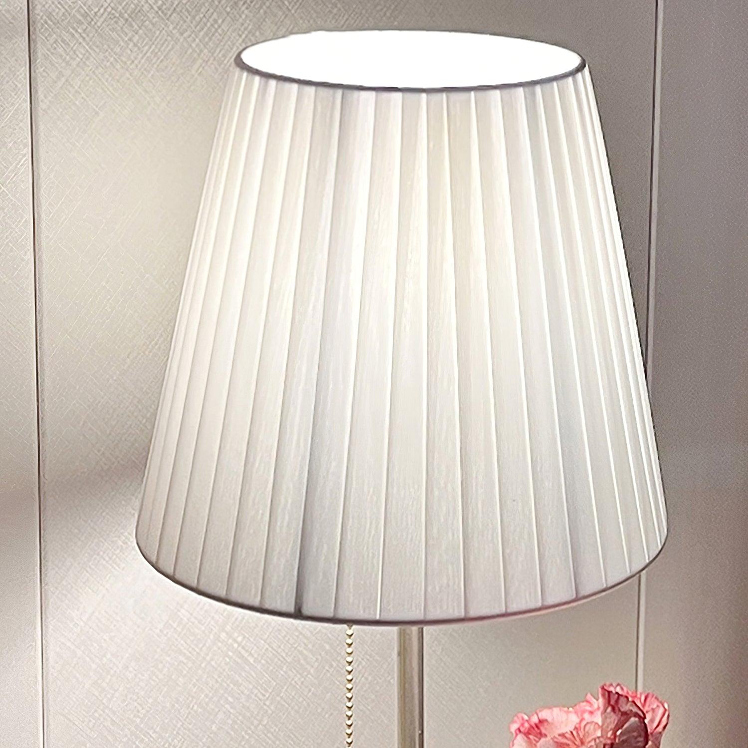 Arstid Table Lamp | Metal, Iron, Fabric | Chrome, White