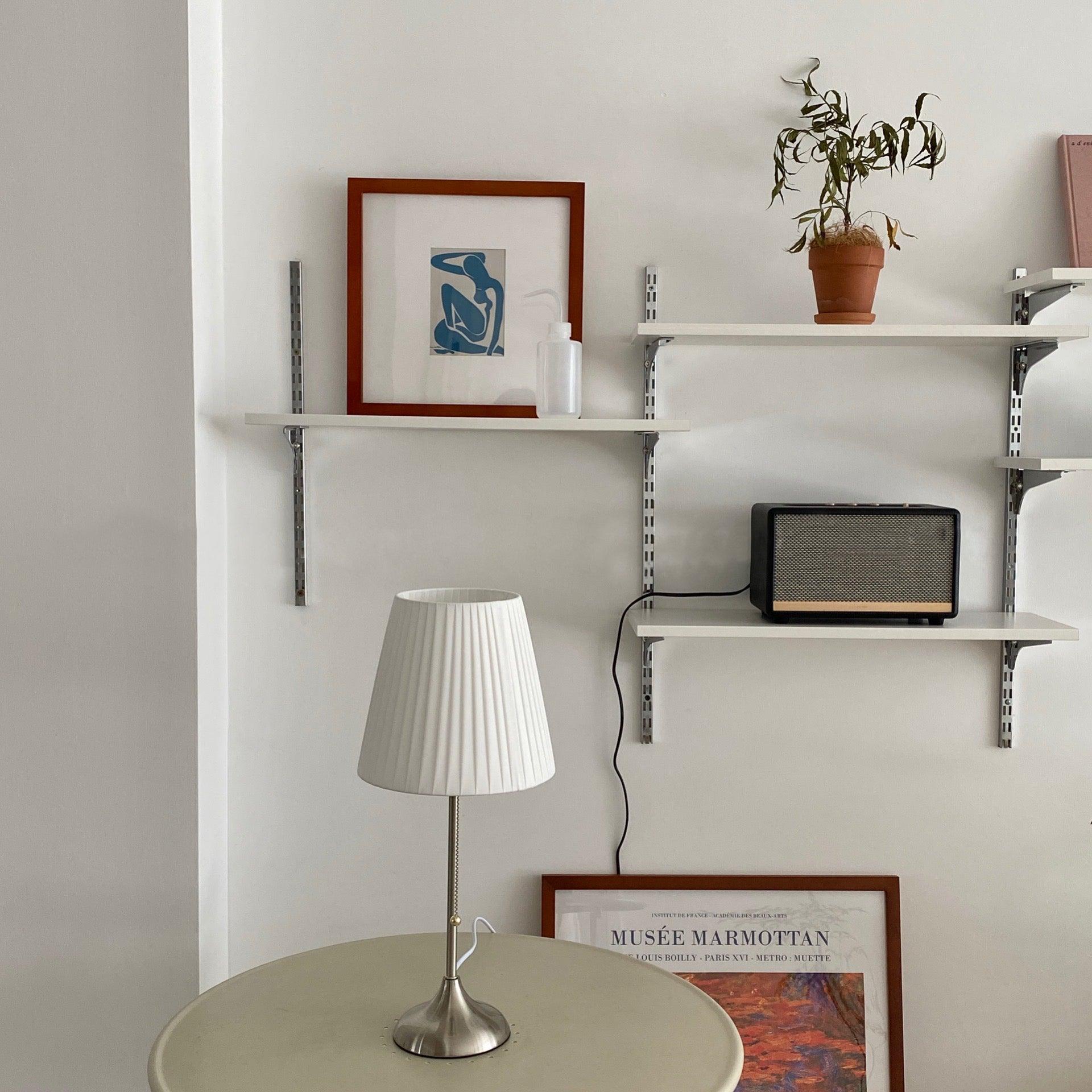 Arstid Table Lamp | Metal, Iron, Fabric | Chrome, White