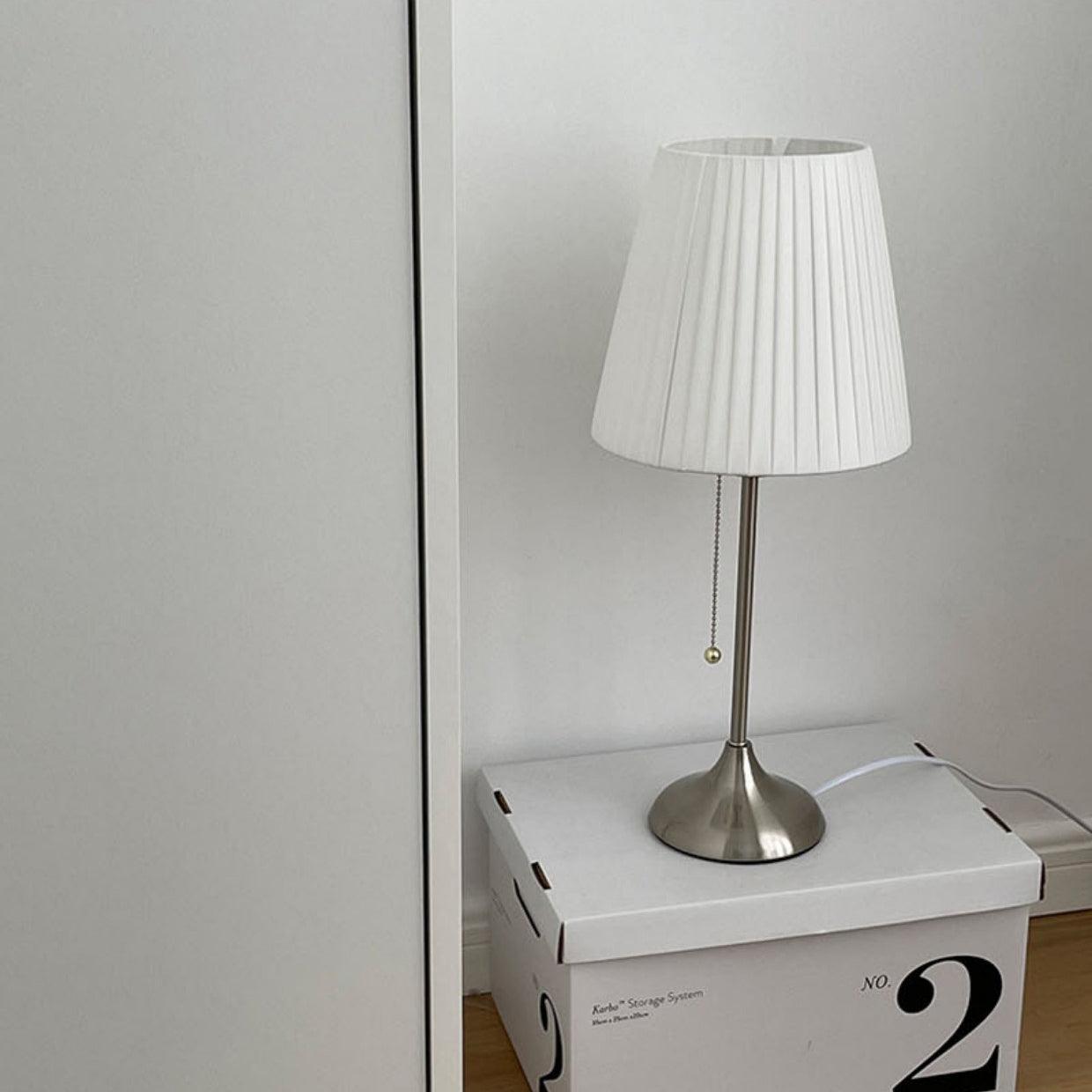 Arstid Table Lamp | Metal, Iron, Fabric | Chrome, White