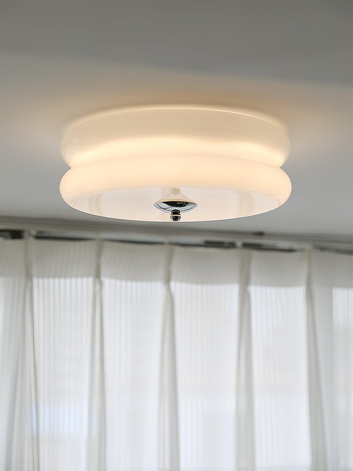 Art Deco Vintage Ceiling Light | Handcrafted Iron & Glass | Gold or Chrome Finish