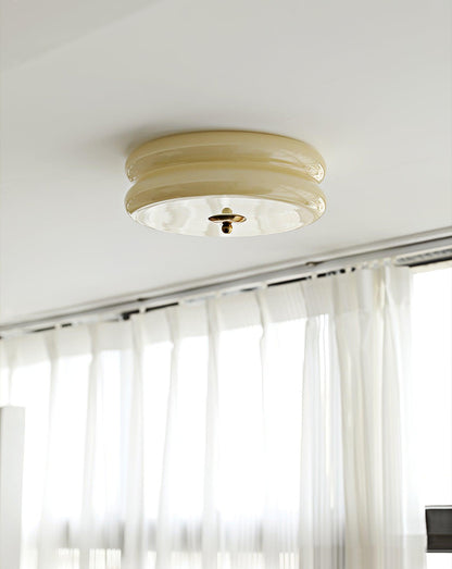 Art Deco Vintage Ceiling Light | Handcrafted Iron & Glass | Gold or Chrome Finish