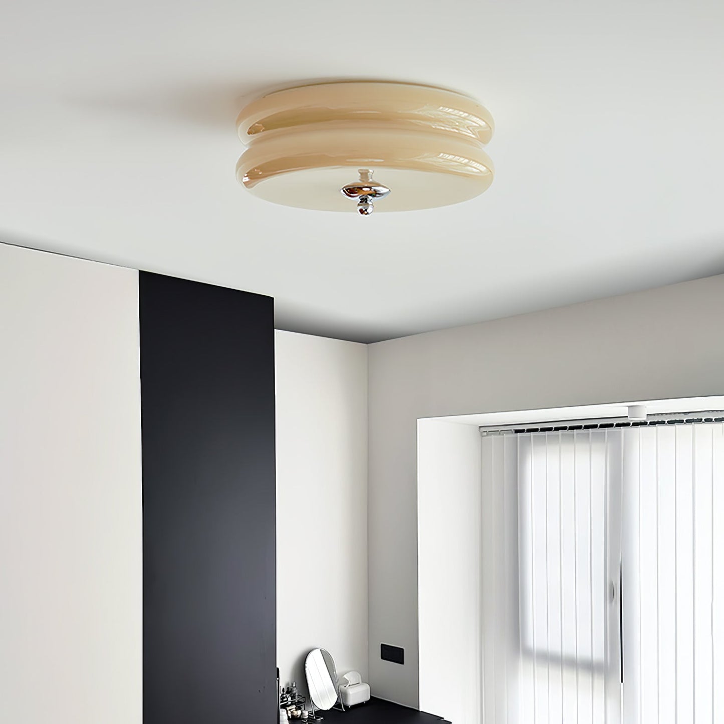 Art Deco Vintage Ceiling Light | Handcrafted Iron & Glass | Gold or Chrome Finish