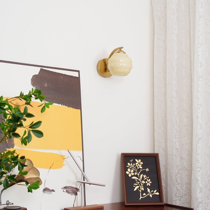 Art Deco Vintage Wall Lamp | Gold or Chrome Finish | White Glass Shade