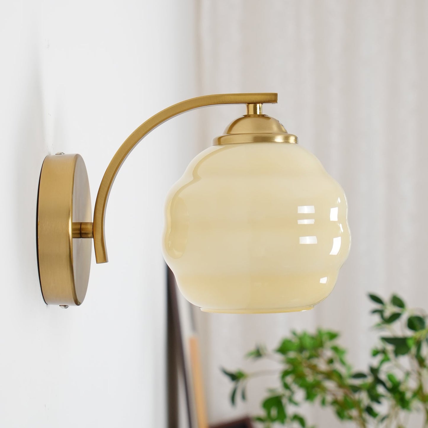 Art Deco Vintage Wall Lamp | Gold or Chrome Finish | White Glass Shade