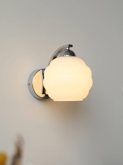 Art Deco Vintage Wall Lamp | Gold or Chrome Finish | White Glass Shade