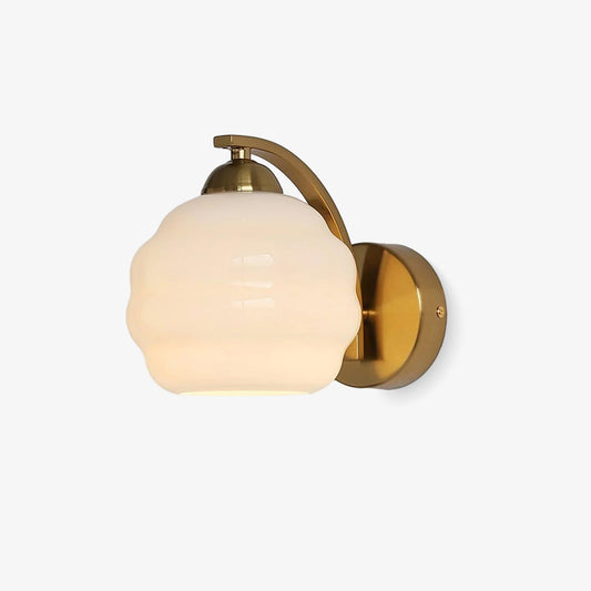 Art Deco Vintage Wall Lamp | Gold or Chrome Finish | White Glass Shade