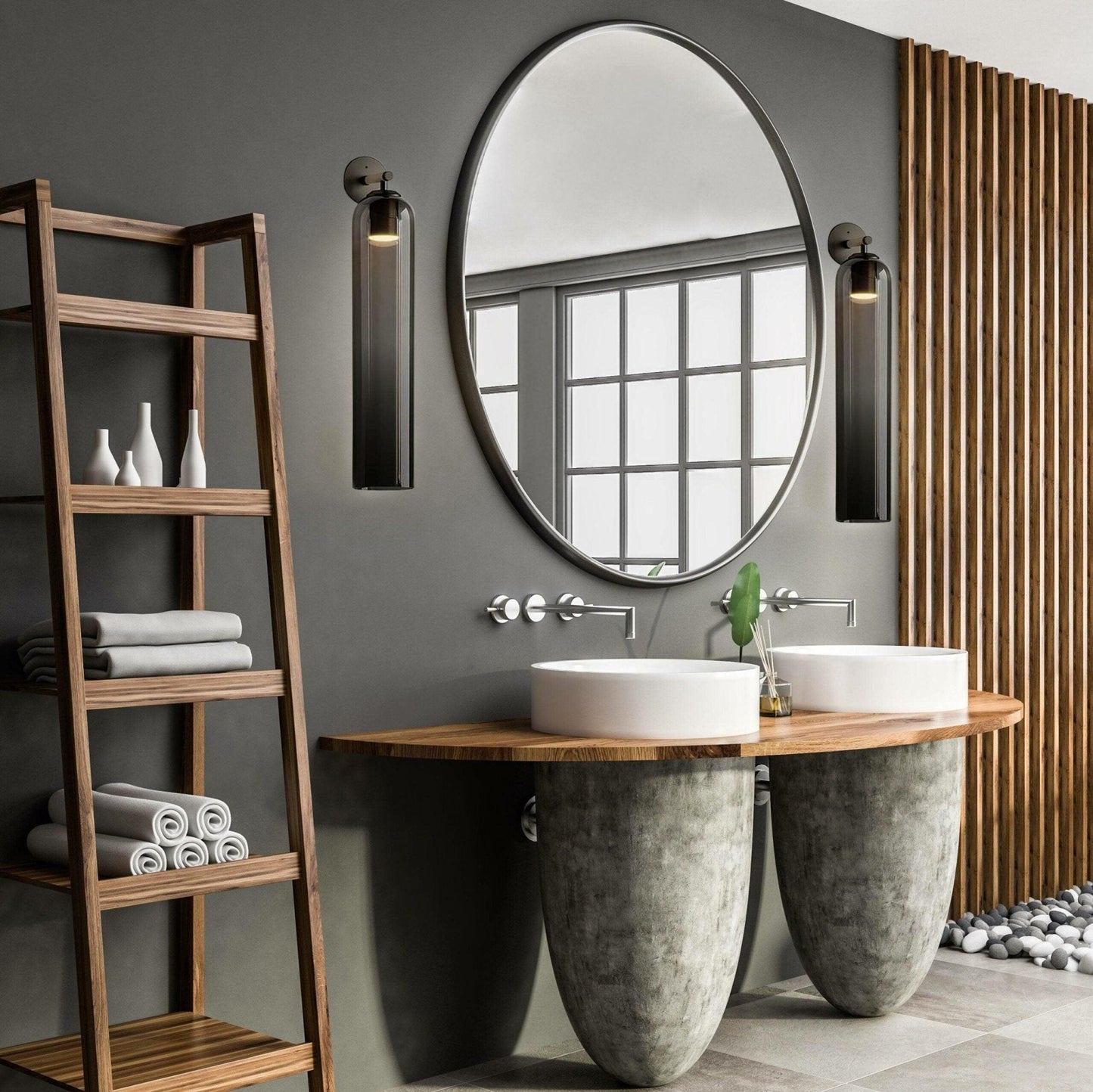 Art Glass Wall Sconce | Metal & Glass | 48cm Height, Multiple Finishes