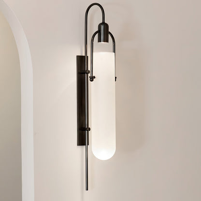 Arc Glass Wall Lamp | Frosted White Glass & Black Frame | Set of 2
