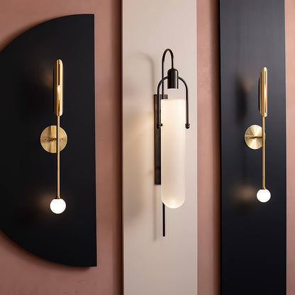 Arc Glass Wall Lamp | Frosted White Glass & Black Frame | Set of 2