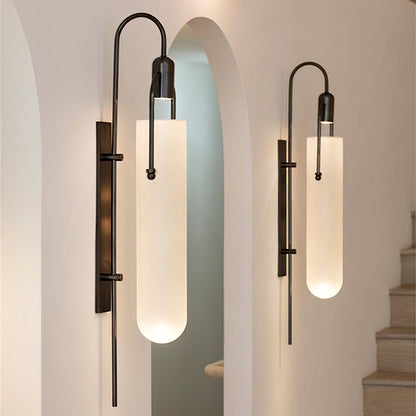 Arc Glass Wall Lamp | Frosted White Glass & Black Frame | Set of 2