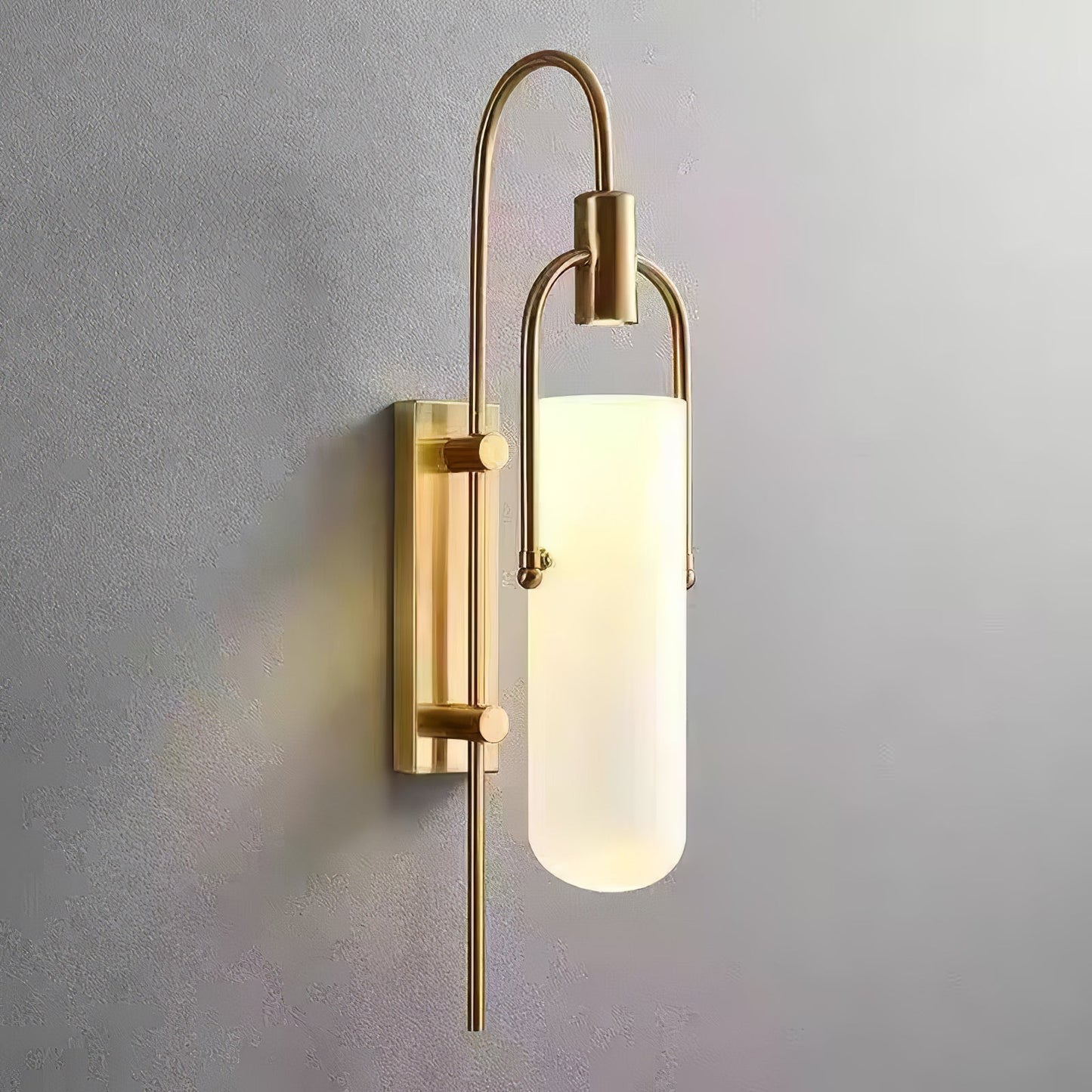 Arc Glass Wall Lamp | Frosted White Glass & Black Frame | Set of 2