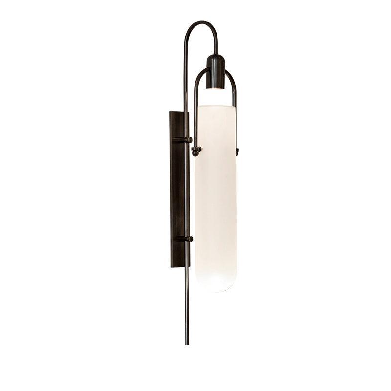 Arc Glass Wall Lamp | Frosted White Glass & Black Frame | Set of 2