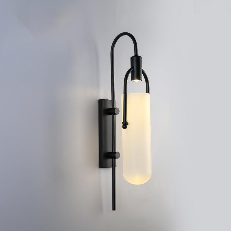 Arc Glass Wall Lamp | Frosted White Glass & Black Frame | Set of 2