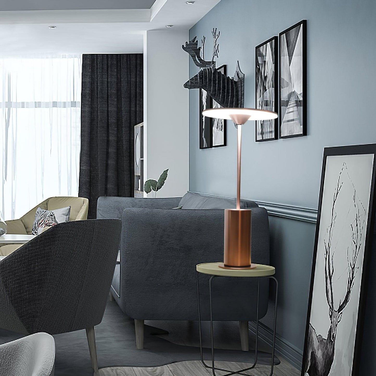 Sisifo Table Lamp | Stainless Steel & Acrylic | Rose Gold