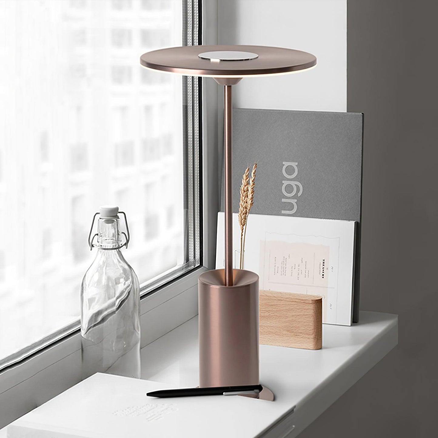 Sisifo Table Lamp | Stainless Steel & Acrylic | Rose Gold